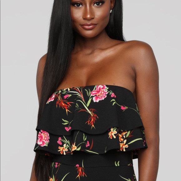 Floral tube sleeveless jumpsuit black medium - Picture 9 of 9